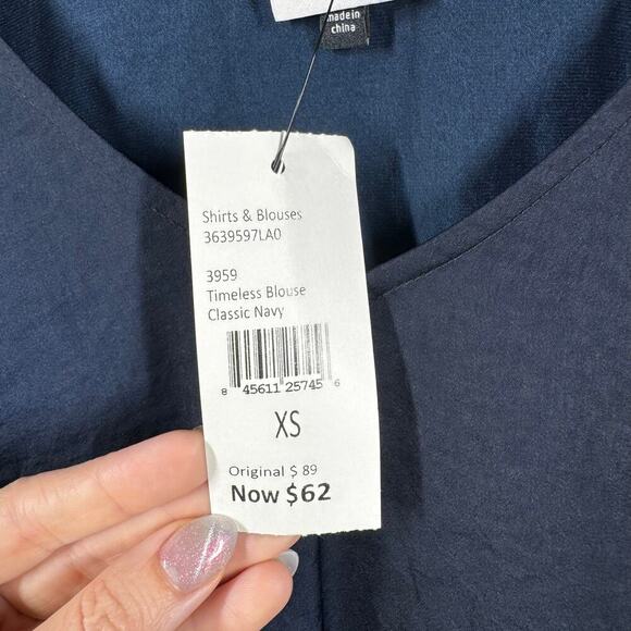 CAbi Top Women Size XS NWT Timeless Blue Blouse Pleated Shoulder Career Modest - Picture 6 of 8